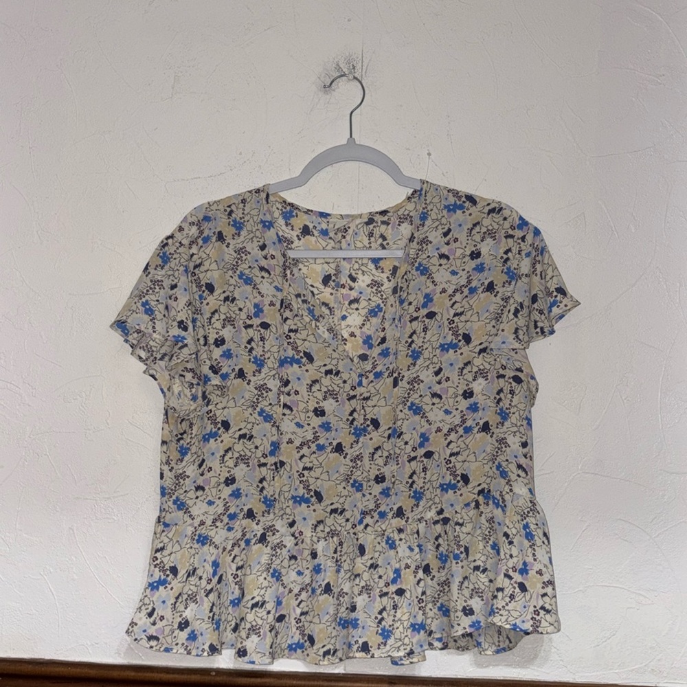 Gap | White Floral Peplum Blouse